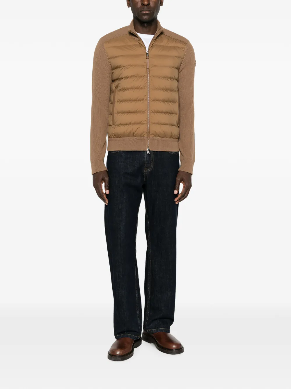 Moncler quilted-panel zip-up cardigan Bruin
