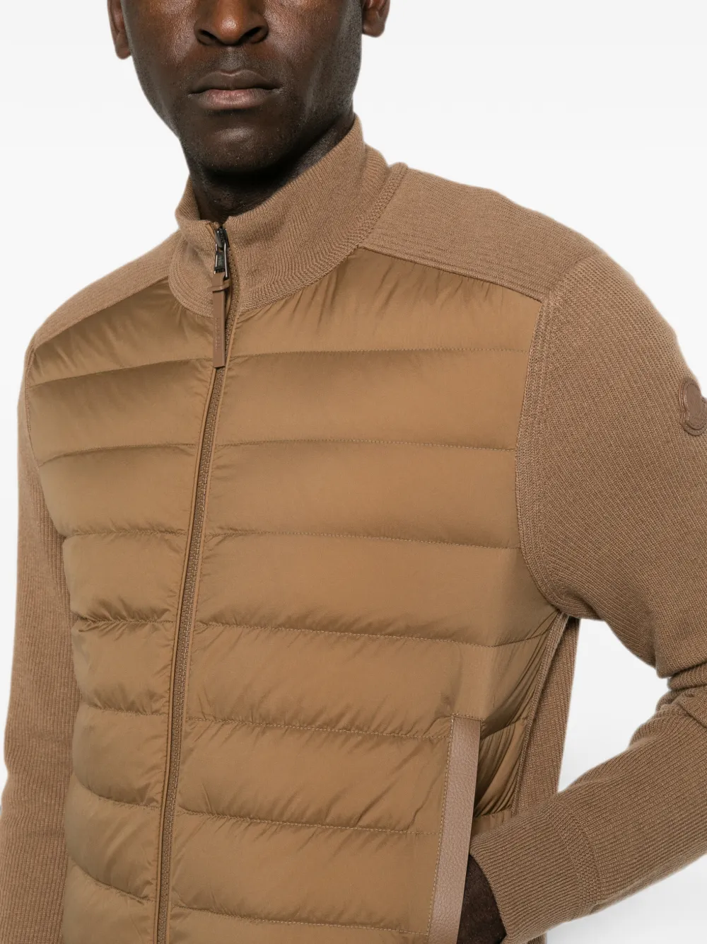 Moncler quilted-panel zip-up cardigan Bruin