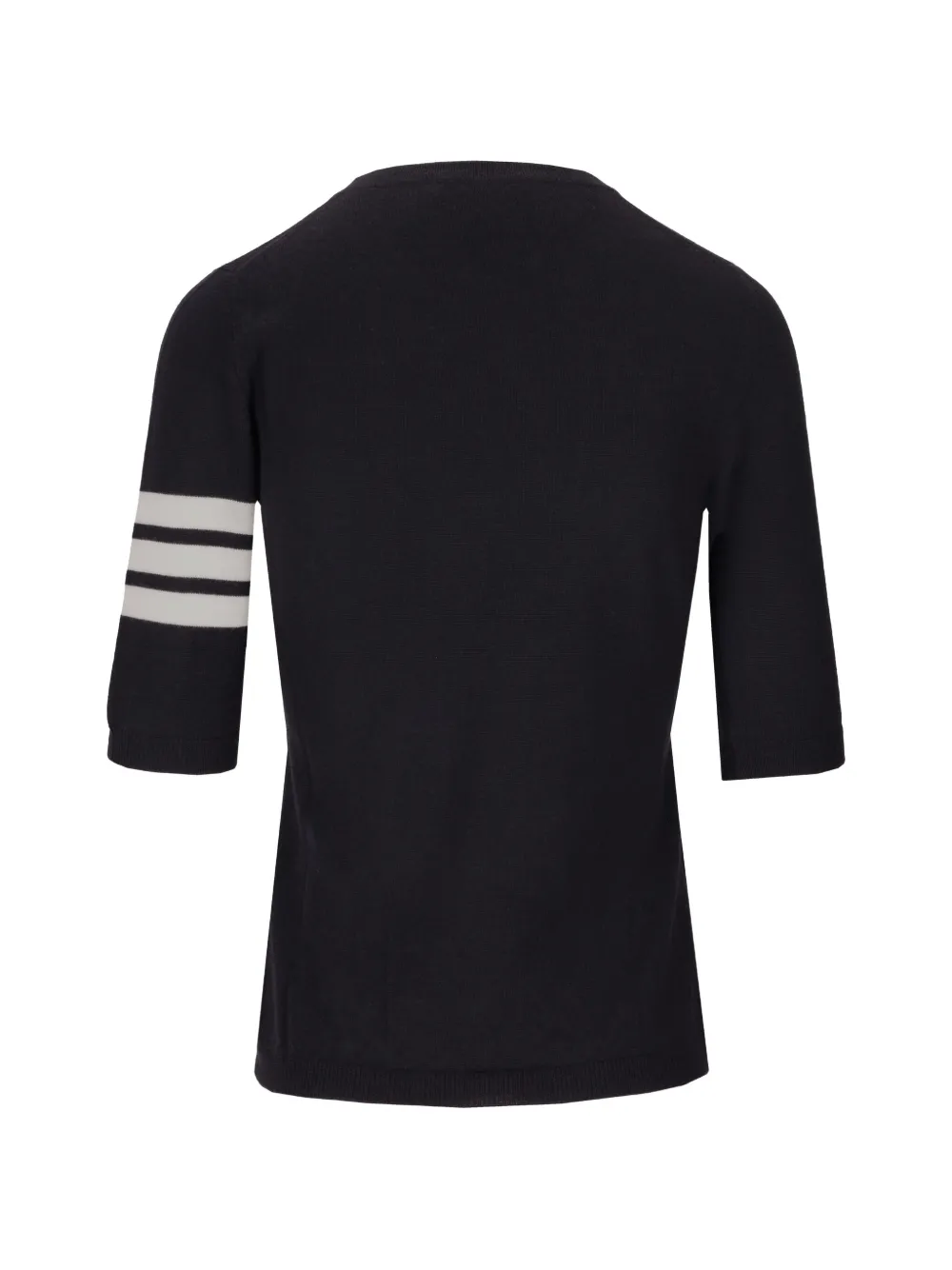 La-Rose Wollen T-shirt met gestreepte mouwen Zwart