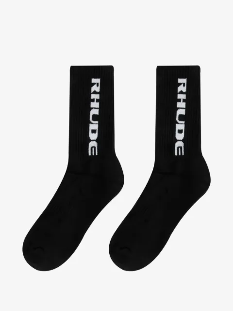 RHUDE logo-intarsia ribbed-knit socks