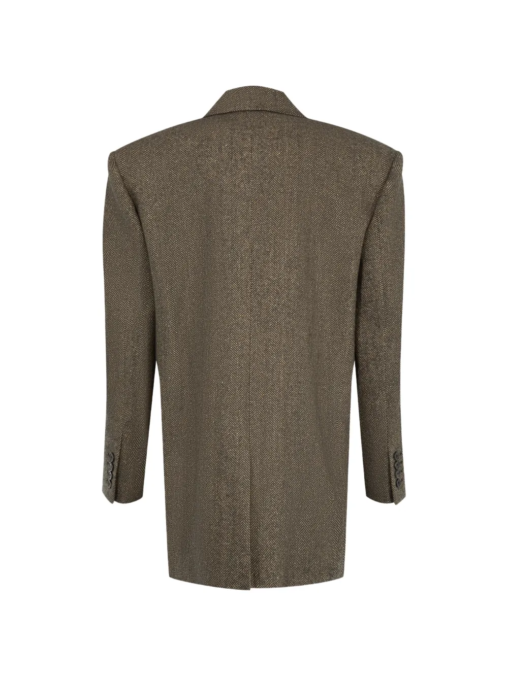 Saint Laurent Mantel met visgraatpatroon en enkele rij knopen Bruin