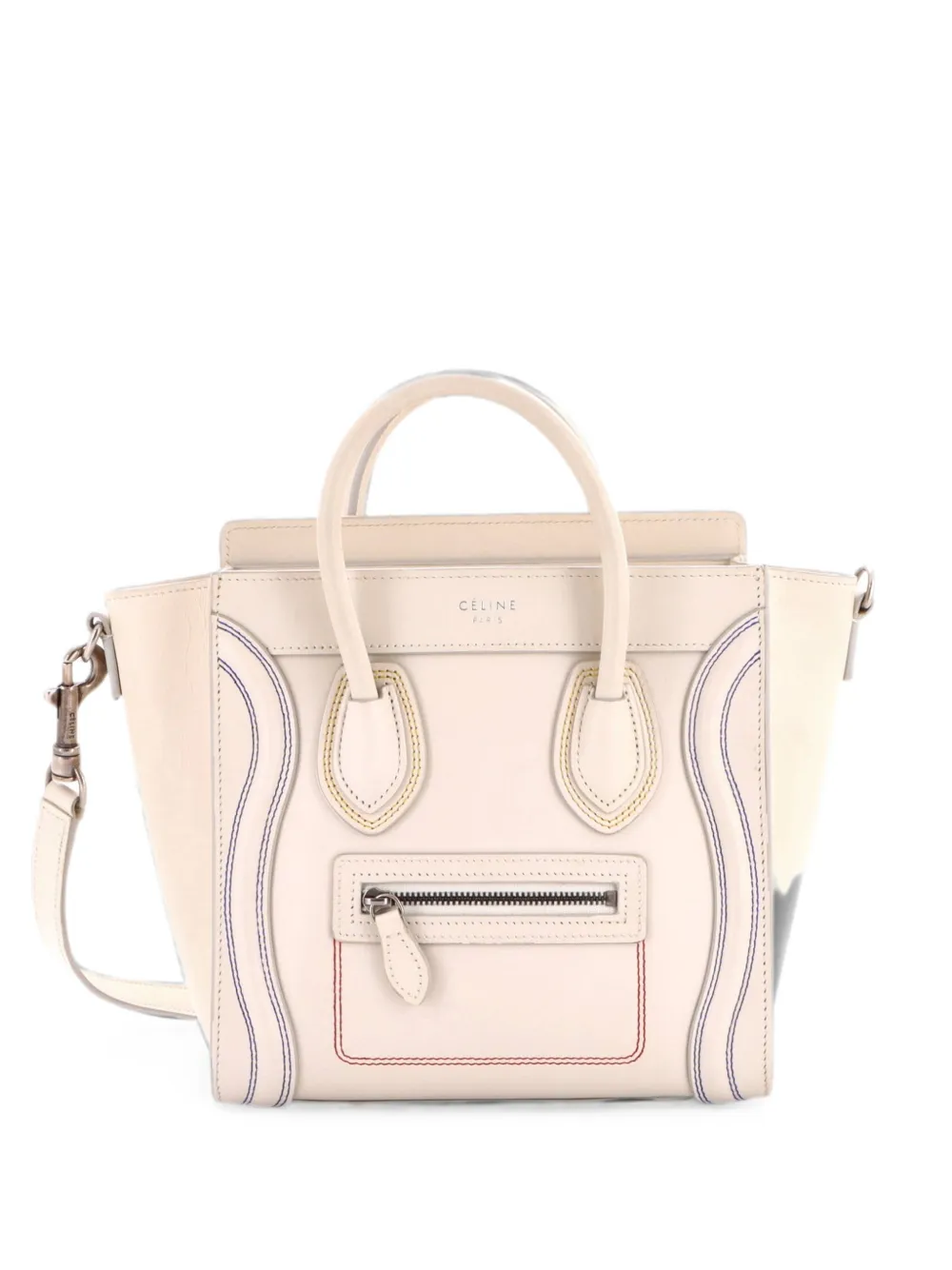 Celine Pre-Owned Luggage Bag Smooth Leather Nano crossbody bag - White