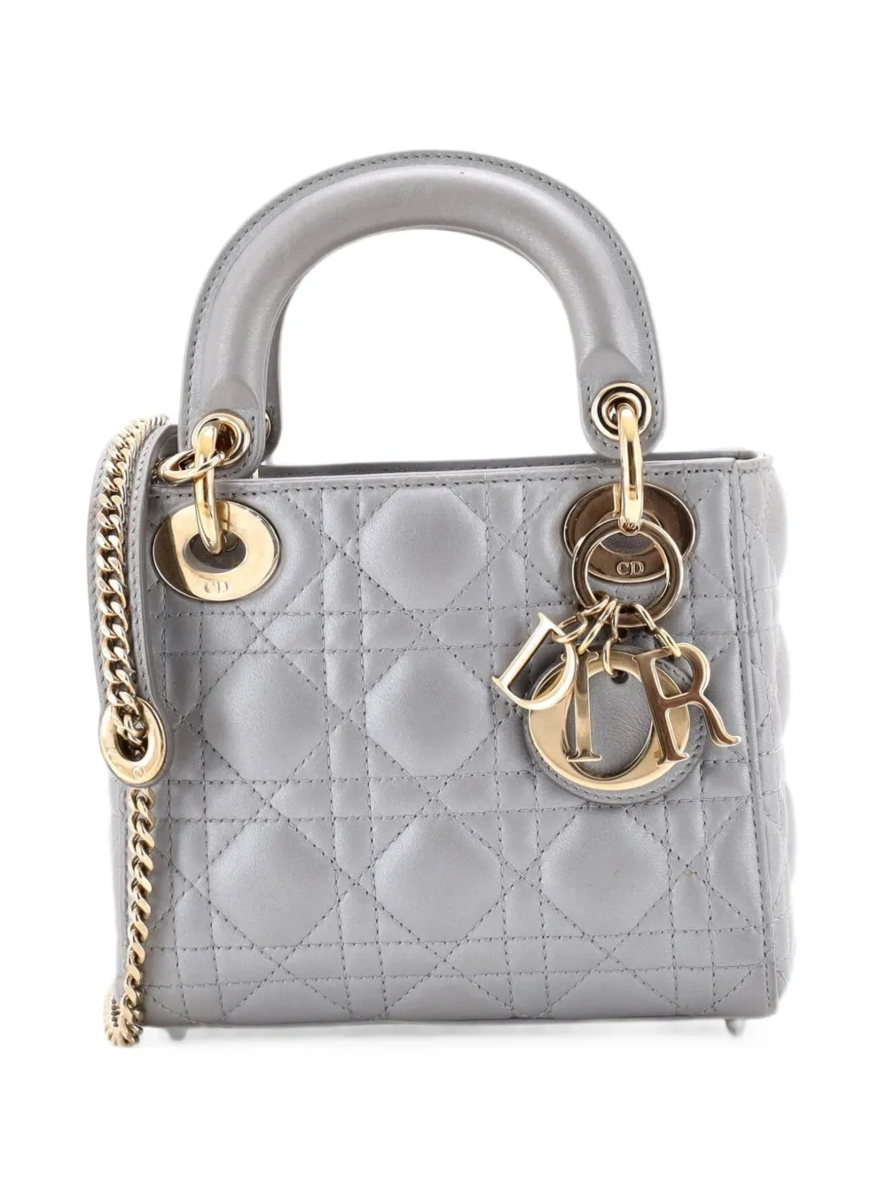 Christian Dior Pre-Owned Lady Dior Mini-Satchel-Tasche mit Cannage-Steppung - Grau
