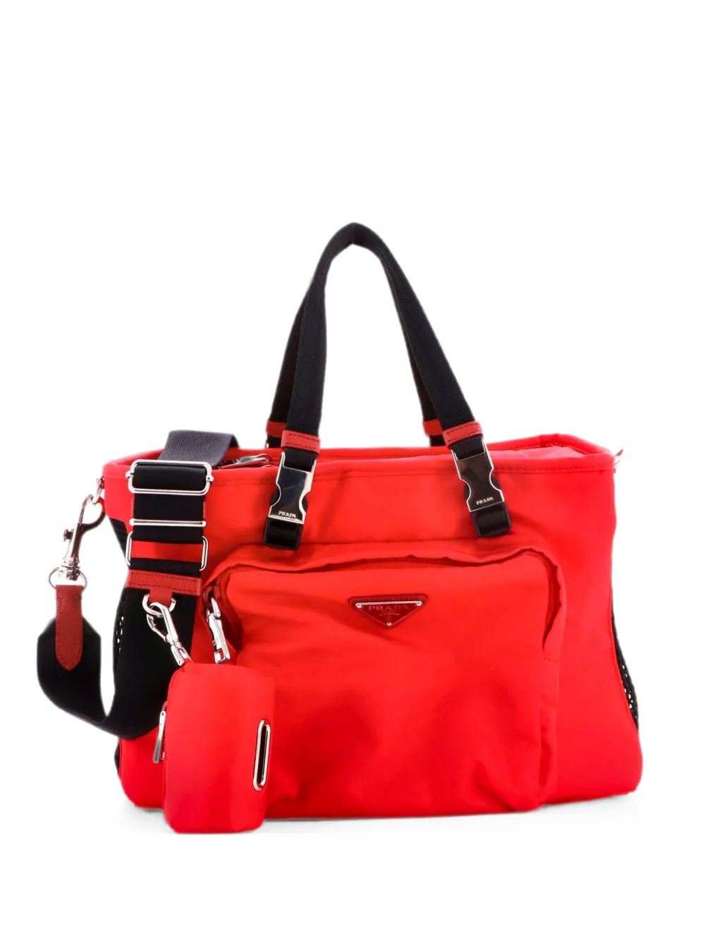 Prada Pre-Owned Convertible Pet Carrier Re-Nylon Satchel-Tasche mit Mesh - Schwarz