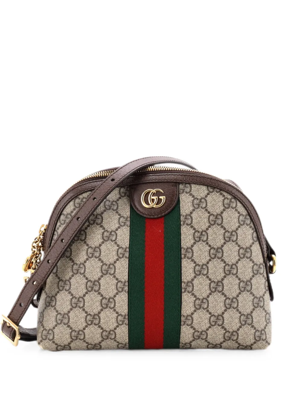 Gucci Pre-Owned Borsa a spalla Ophidia Dome piccola in tela cerata GG - Marrone