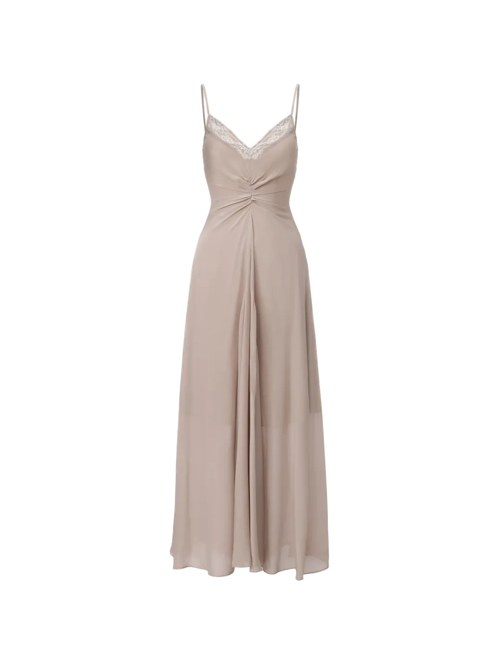 ELYWOOD lace-trim gathered-waist flared maxi dress