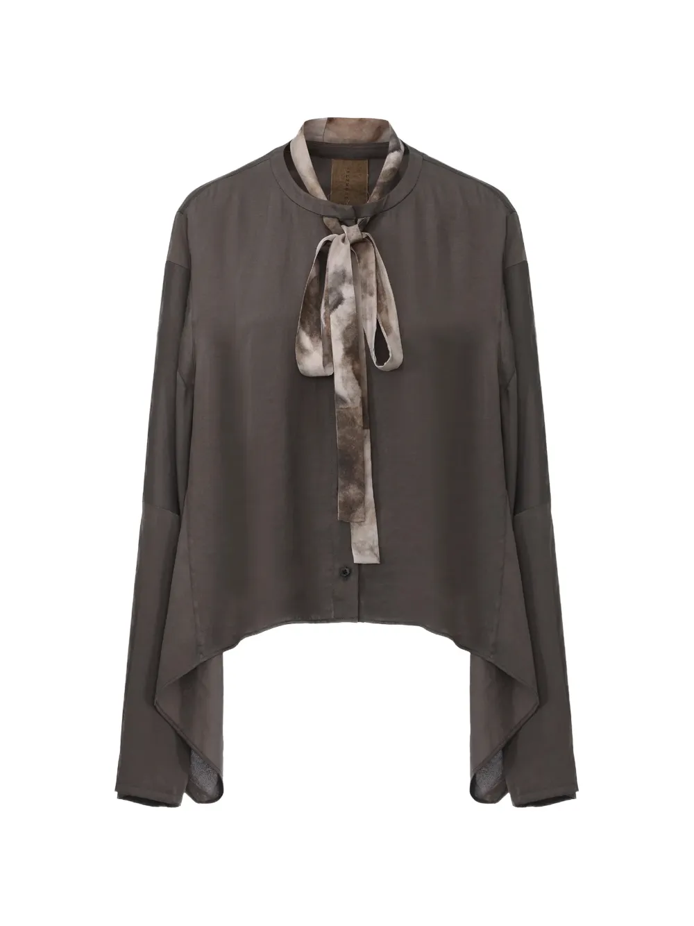 ELYWOOD detachable-ribbon crew-neck shirt - Grau