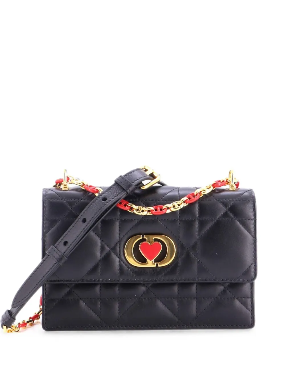 Christian Dior Pre-Owned DiorAmour Miss Caro Flap Bag Cannage Quilt Calfskin Mini crossbody bag - Black