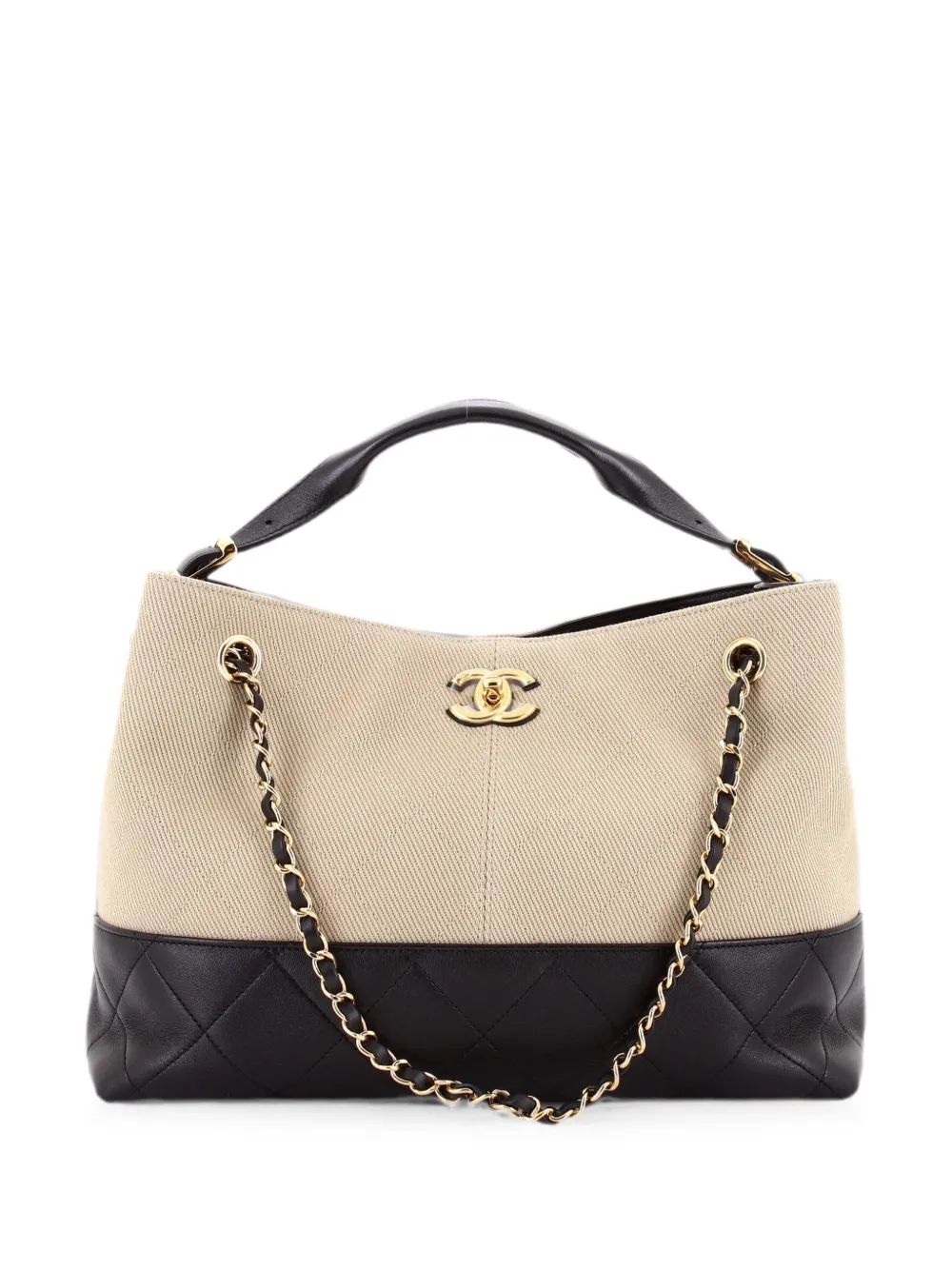 CHANEL Pre-Owned Borsa a spalla Coco Base piccola in tela trapuntata e pelle di agnello - Nero