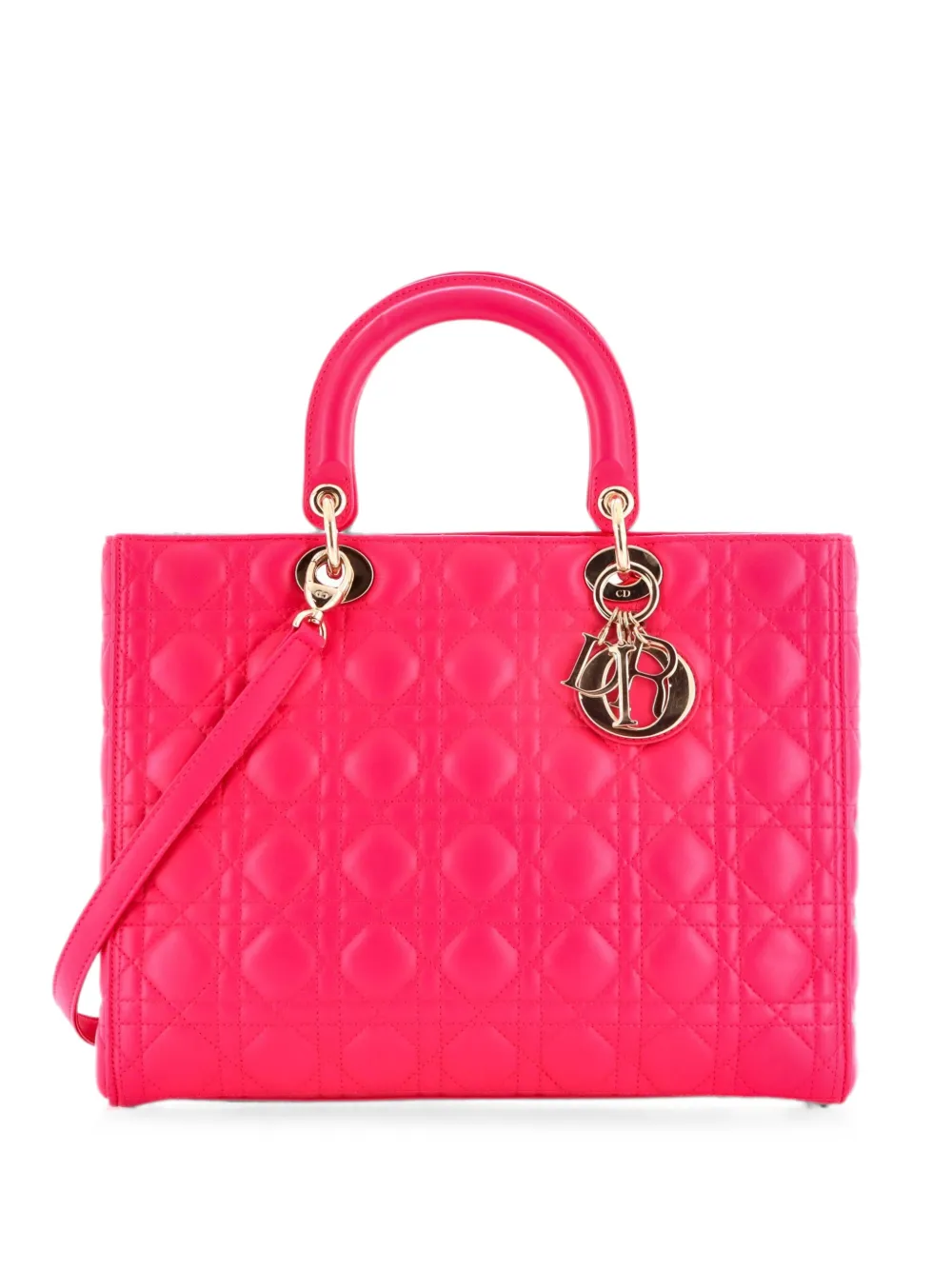 Christian Dior Pre-Owned Borsa tote Lady Dior grande in pelle di agnello trapuntata con motivo Cannage - Rosa