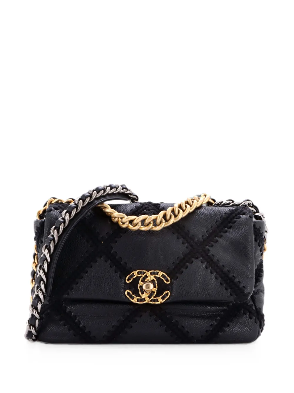 CHANEL Pre-Owned 19 Flap Bag Crochet Quilted Calfskin Medium crossbody bag - Black