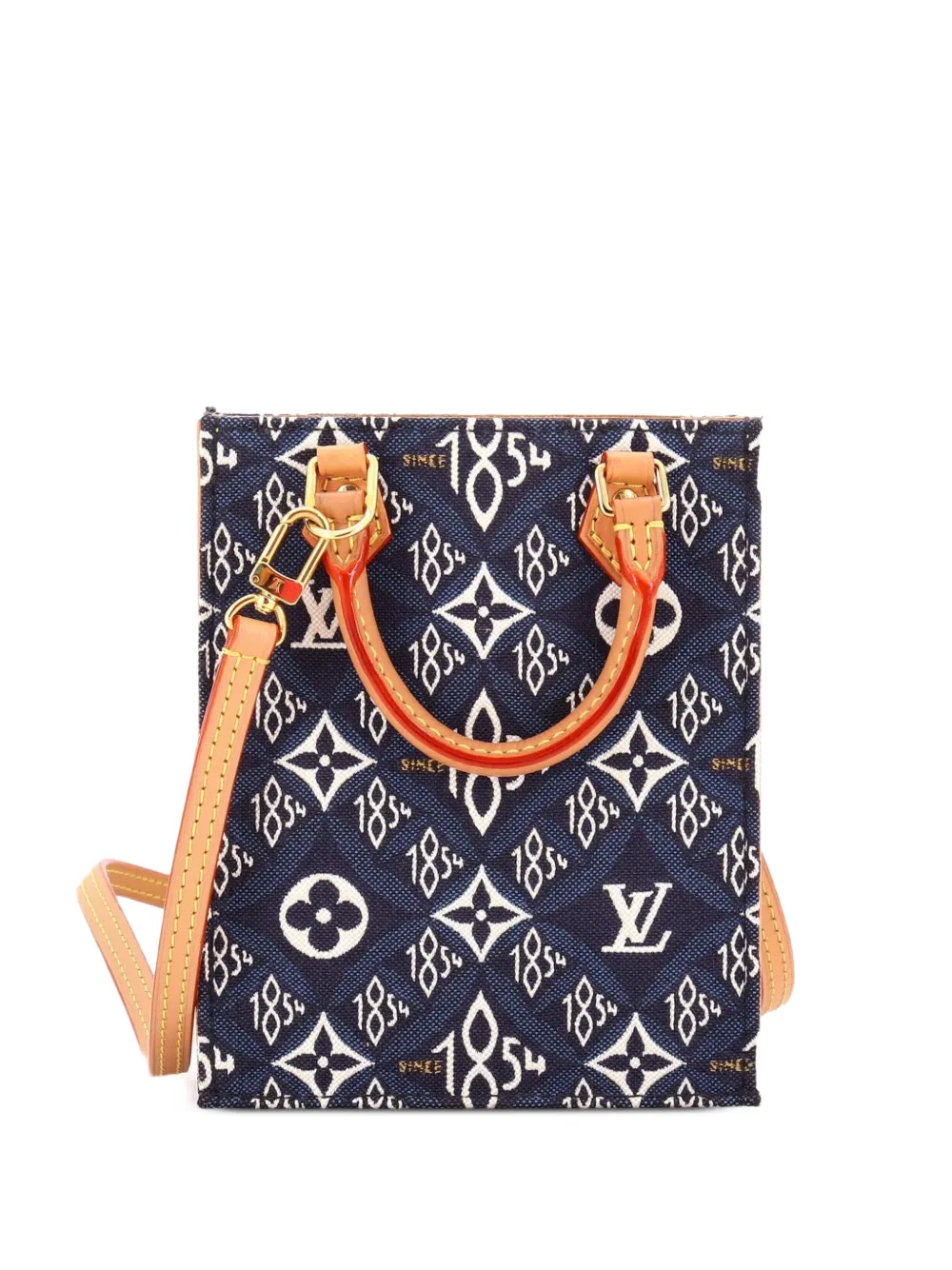 Louis Vuitton Pre-Owned Petit Sac Plat Bag Limited Edition Since 1854 Umhängetasche aus Monogramm-Jacquard - Blau