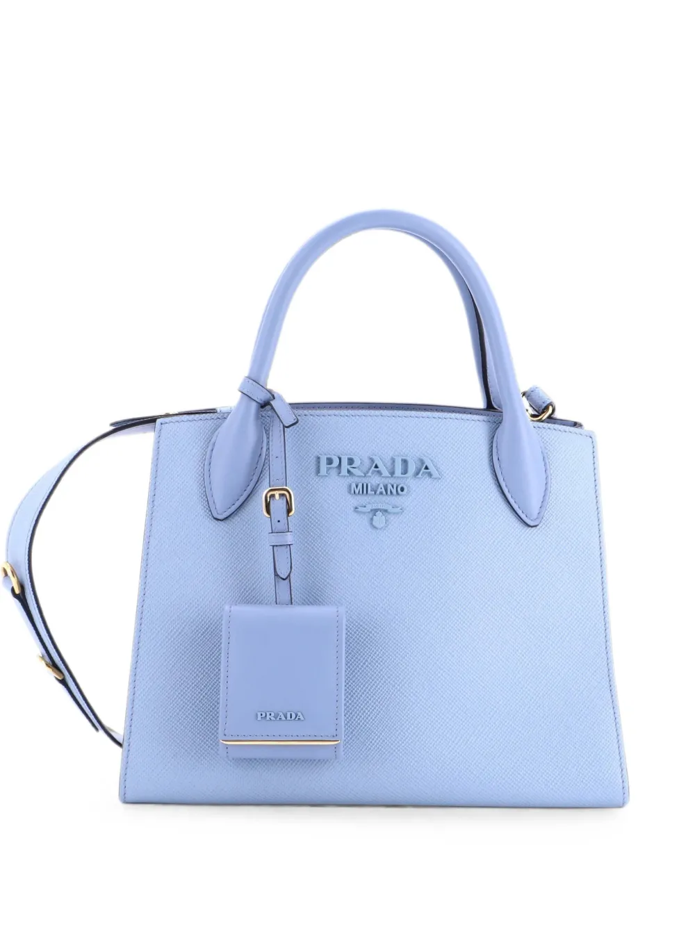 Prada Pre-Owned Borsa tote City Calf piccola in pelle Saffiano monocromatica - Blu
