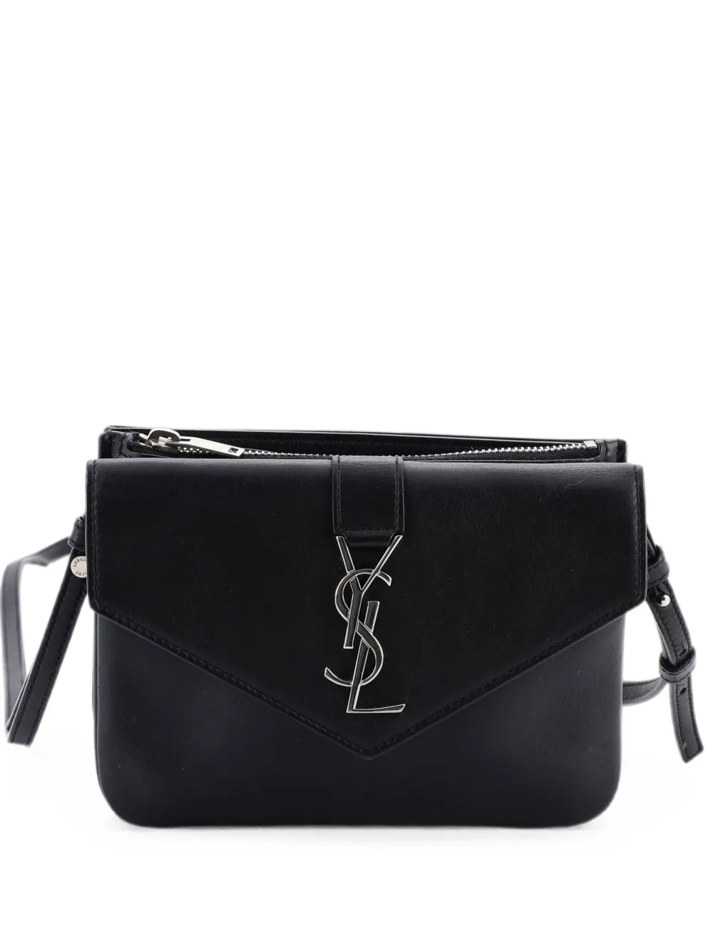 Saint Laurent Pre-Owned Classic Monogram Tri-Pocket Leather crossbody bag - Black