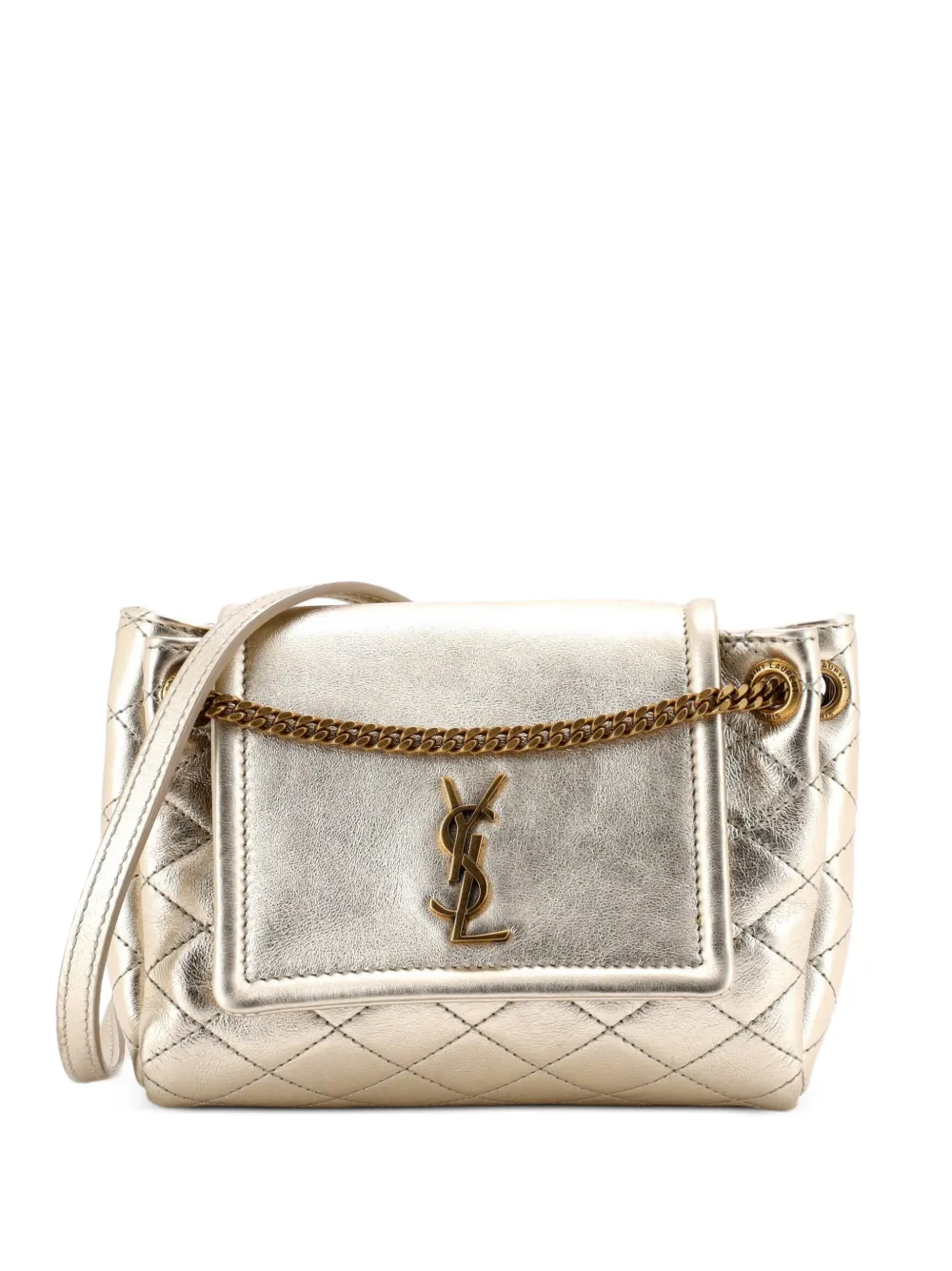 Saint Laurent Pre-Owned Nolita Satchel Quilted Leather Mini crossbody bag - Gold