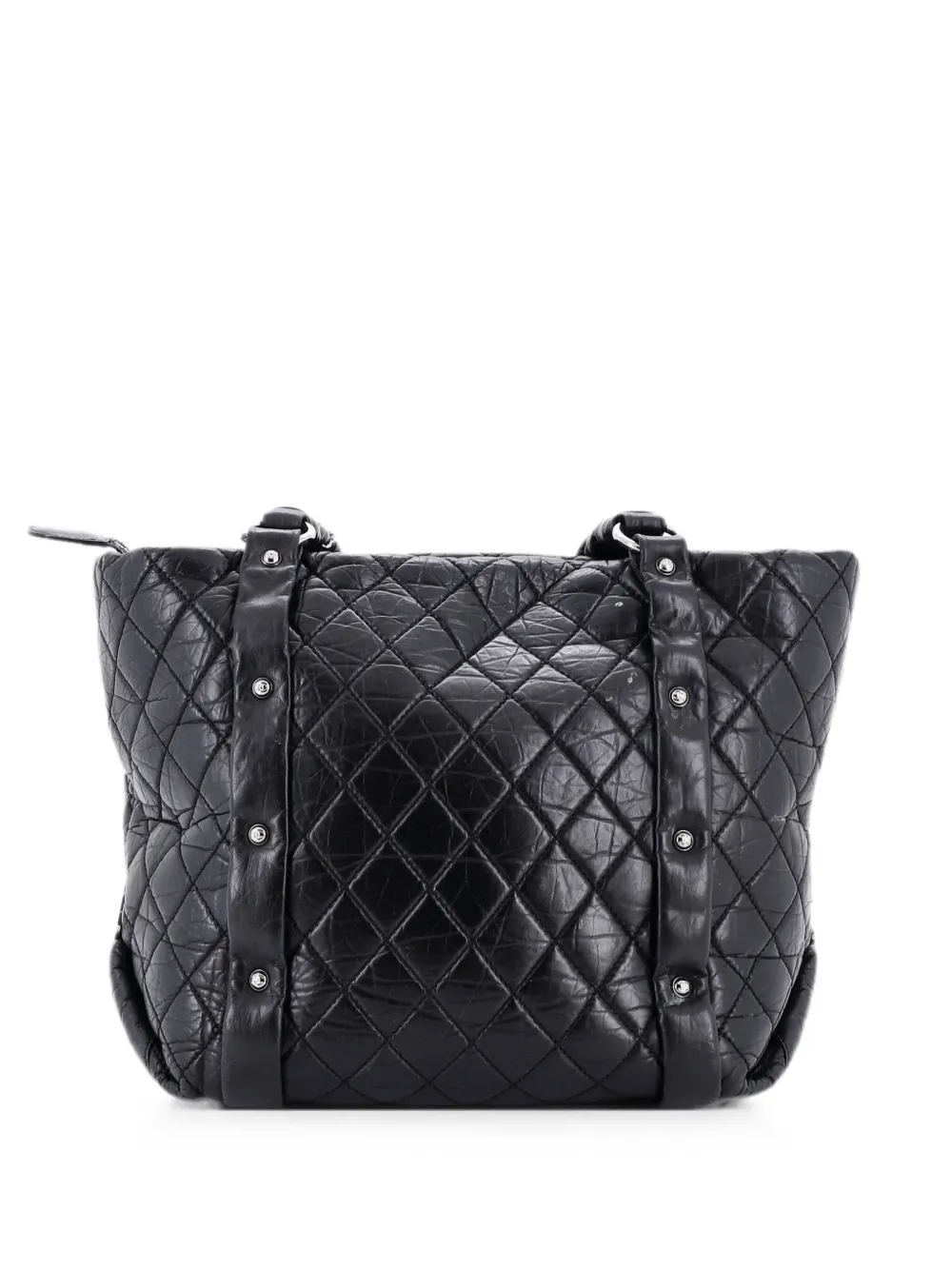CHANEL Pre-Owned Borsa a spalla Lady Braid piccola in pelle di agnello trapuntata con effetto vissuto - Nero