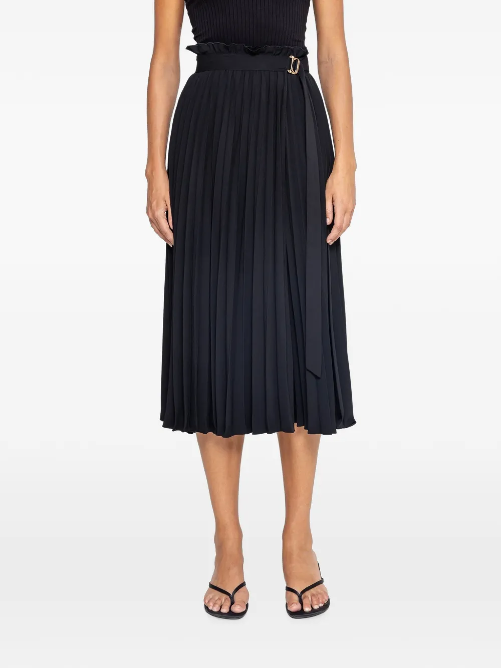 NISSA pleated high-waisted skirt - Nero