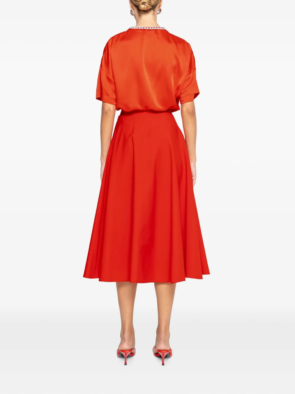 NISSA High waist midi-rok Rood