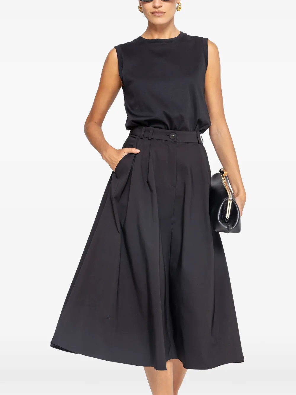 NISSA High waist midi-rok Zwart
