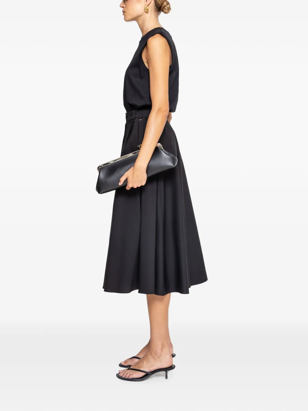 NISSA High waist midi-rok Zwart