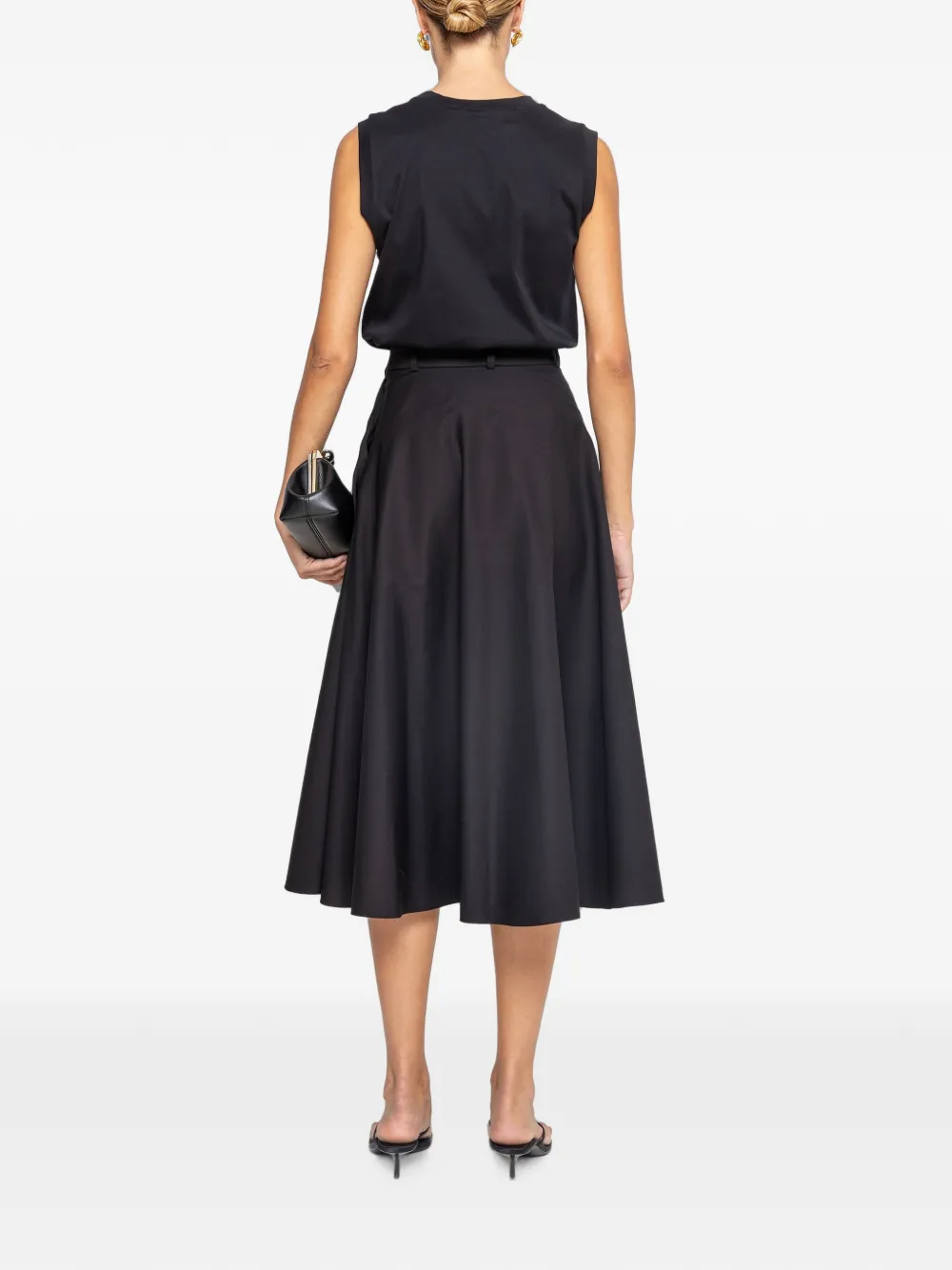 NISSA High waist midi-rok Zwart