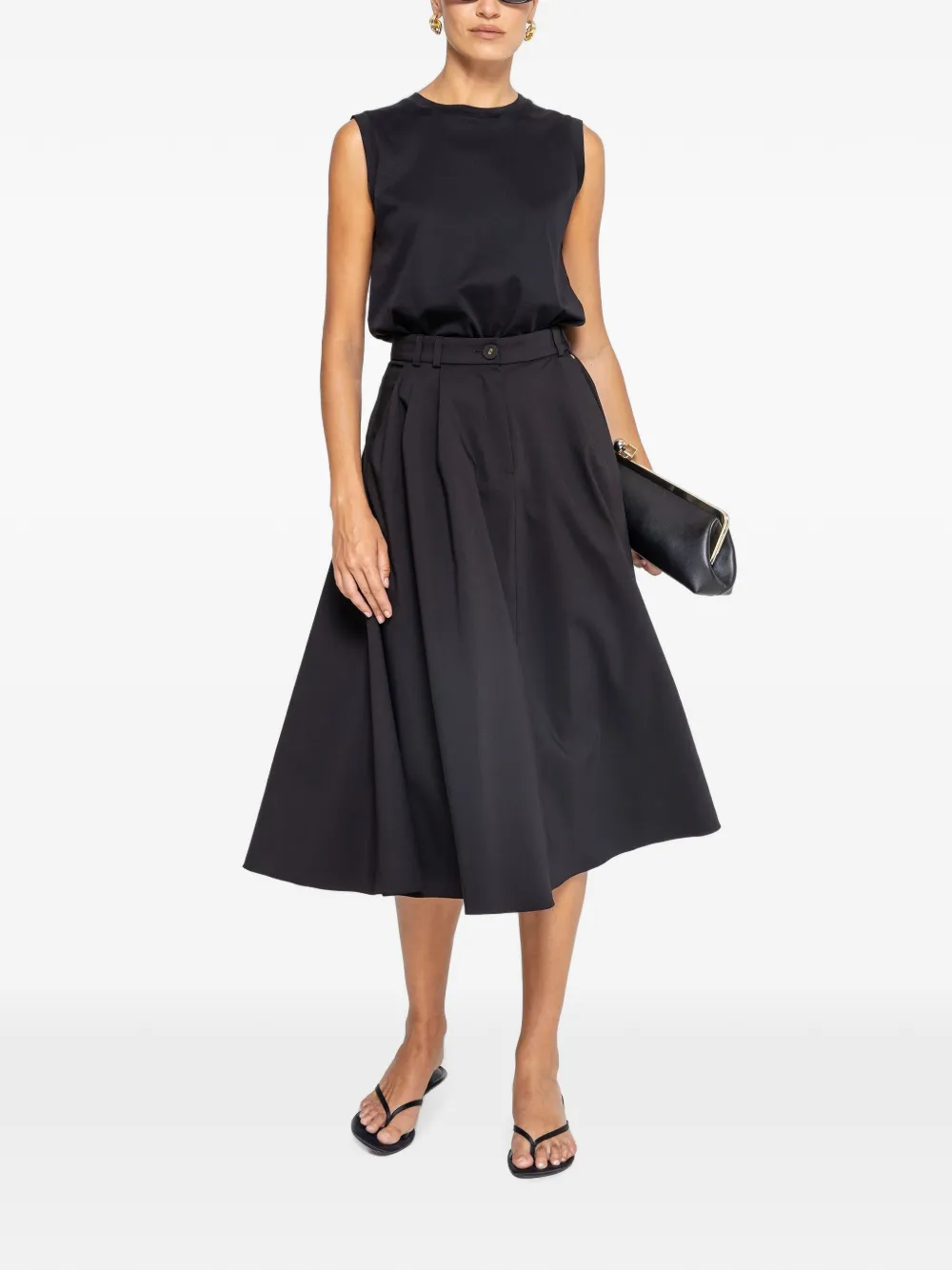NISSA High waist midi-rok Zwart