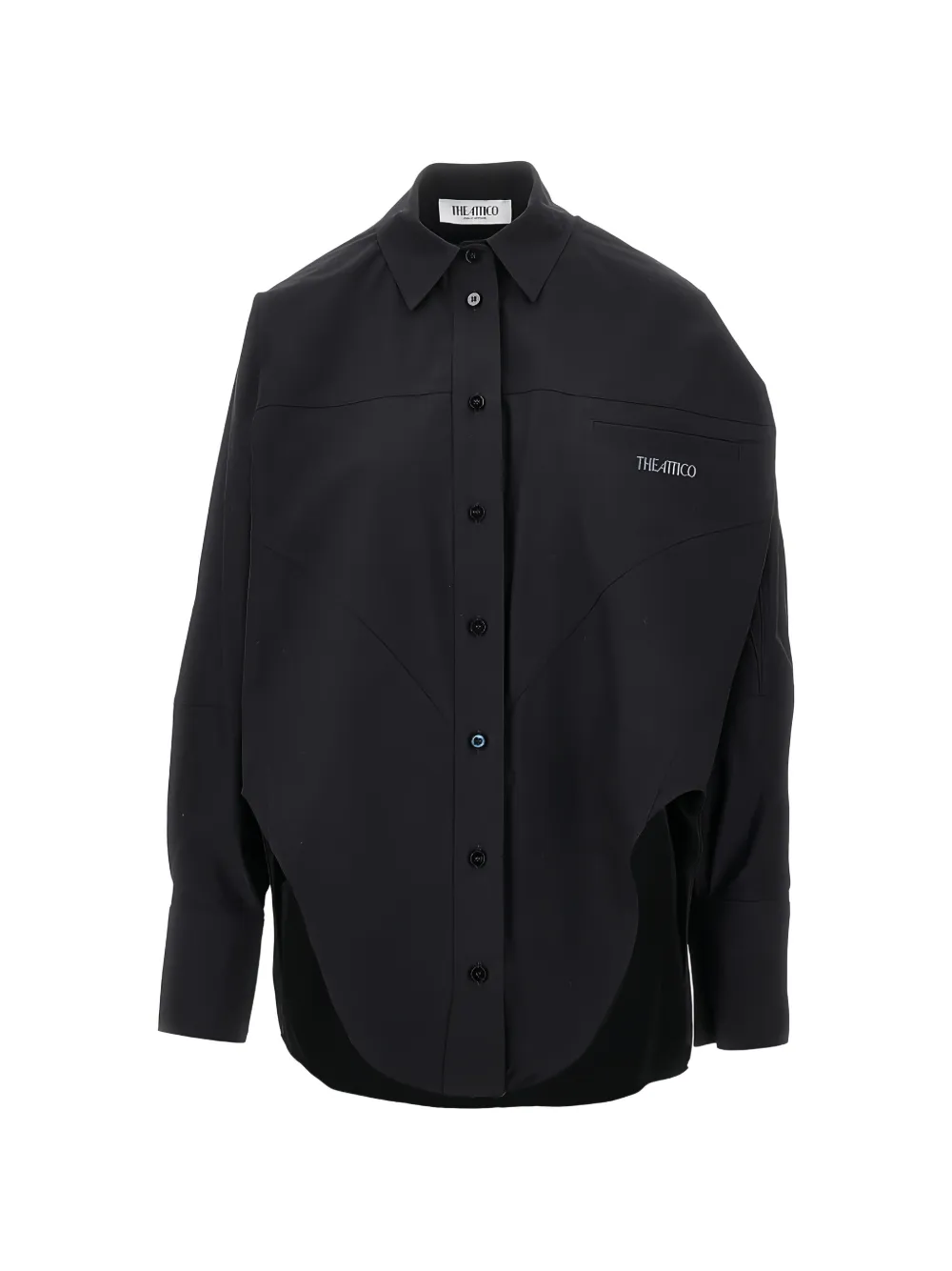 The Attico embroidered-logo cotton top - Black