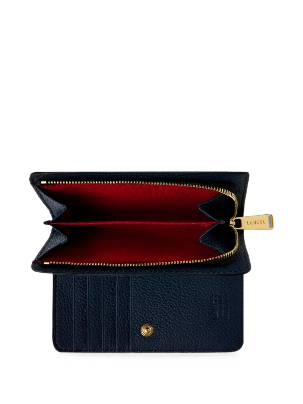 Lancel Enveloppe leren portemonnee met textuur Blauw