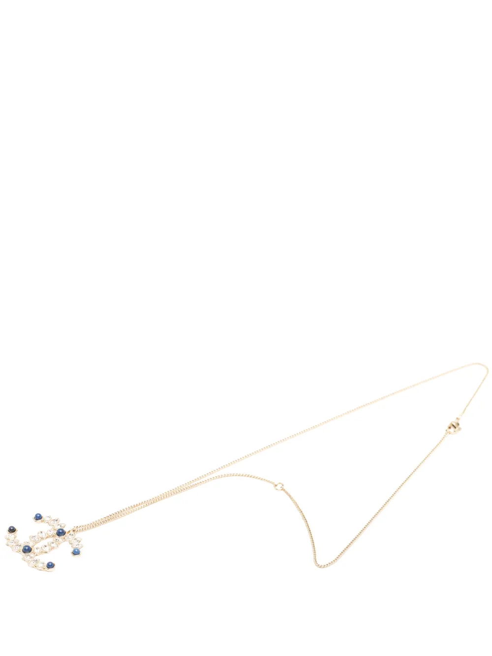 CHANEL Pre-Owned 2019 CC Gold Plated Strass Cabochon Pendant Necklace costume necklace