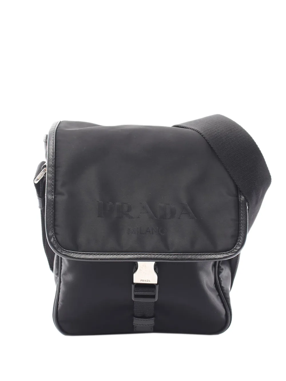 Prada Pre-Owned 2000-2025 Tessuto Kuriertasche mit Saffiano-Besatz und Schnalle - Schwarz