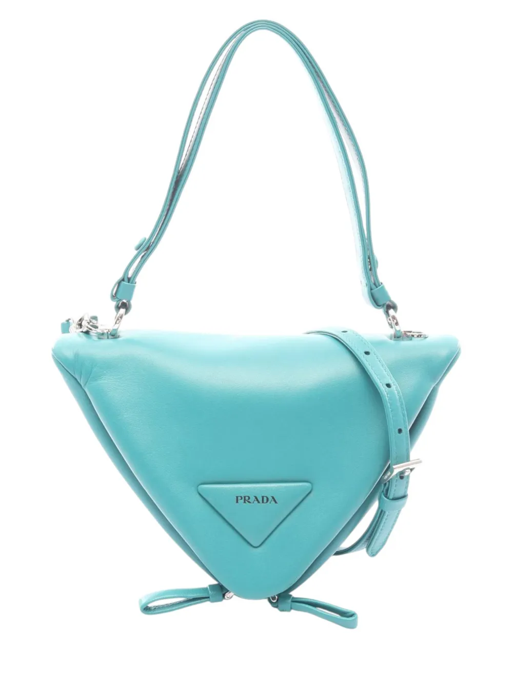 Prada Pre-Owned 2022 wattierte Signaux Triangel Satchel-Tasche aus Nappaleder - Blau