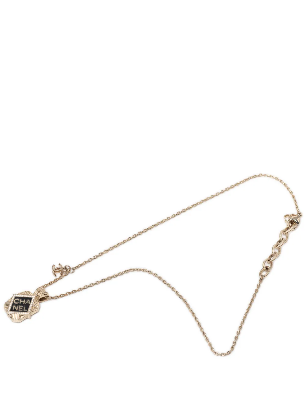 CHANEL Pre-Owned 2021 Gold Plated Enamel and Strass Pendant Necklace costume necklace