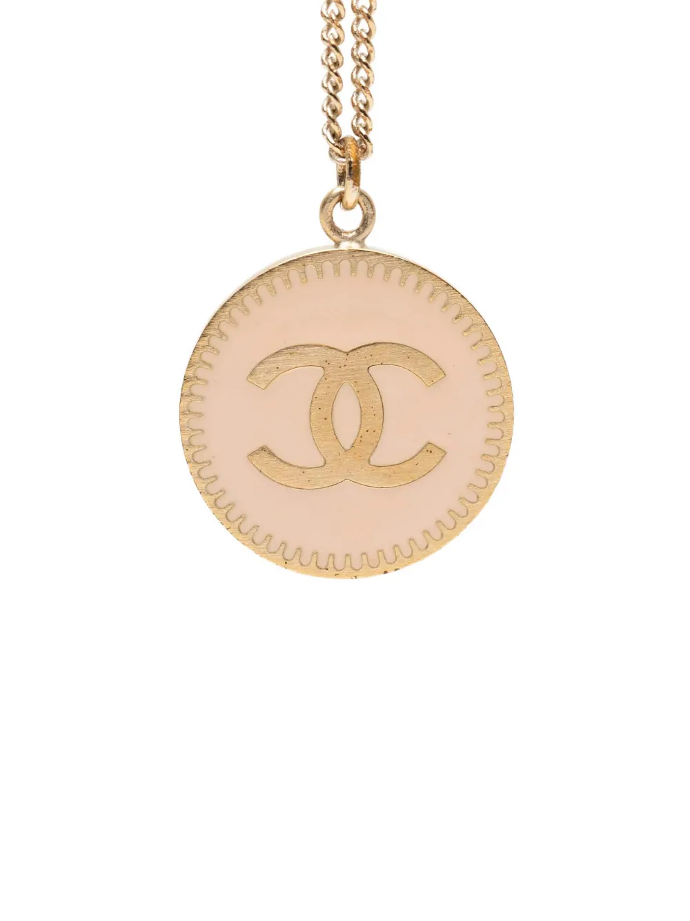 CHANEL Pre-Owned 2006 CC Gold Plated Enamel Round Pendant Necklace costume necklace