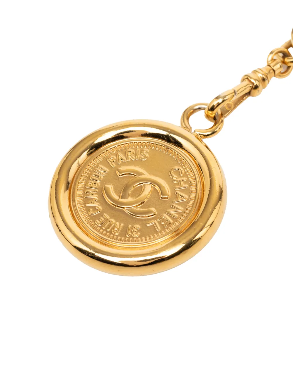 CHANEL Pre-Owned 1995 vergoldeter CC Kettengürtel mit gewebtem Medallion - Schwarz
