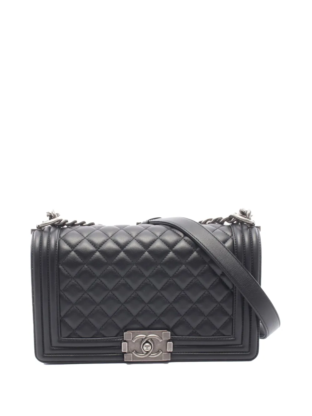 CHANEL Pre-Owned 2019 Old Medium Quilted Lambskin Boy Flap crossbody bag - Black
