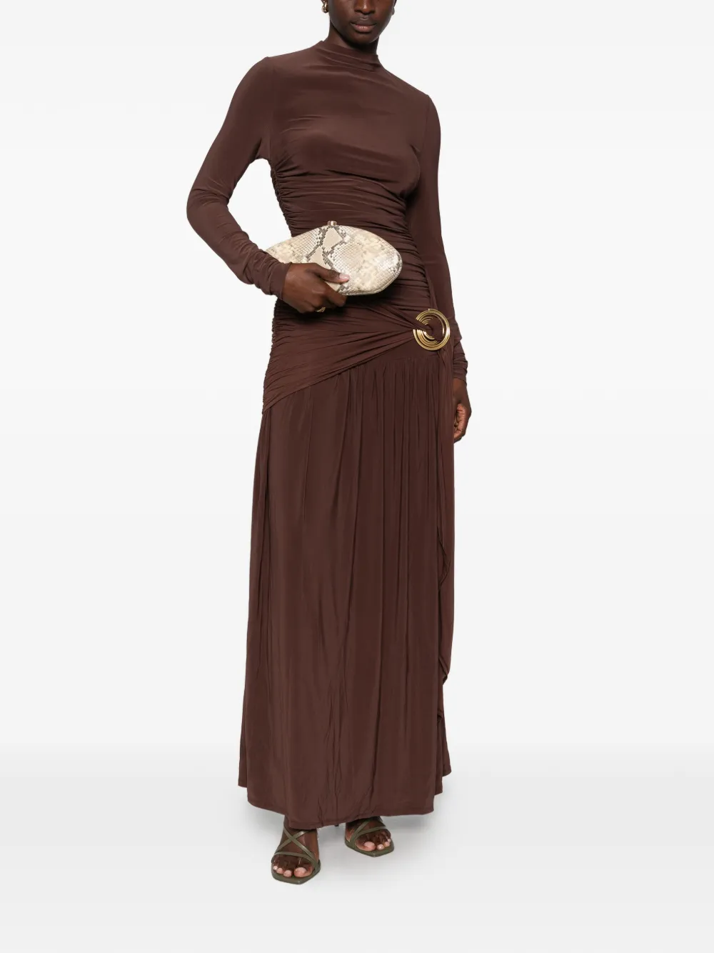 Cult Gaia The Caldera clutch met slangen-effect Beige