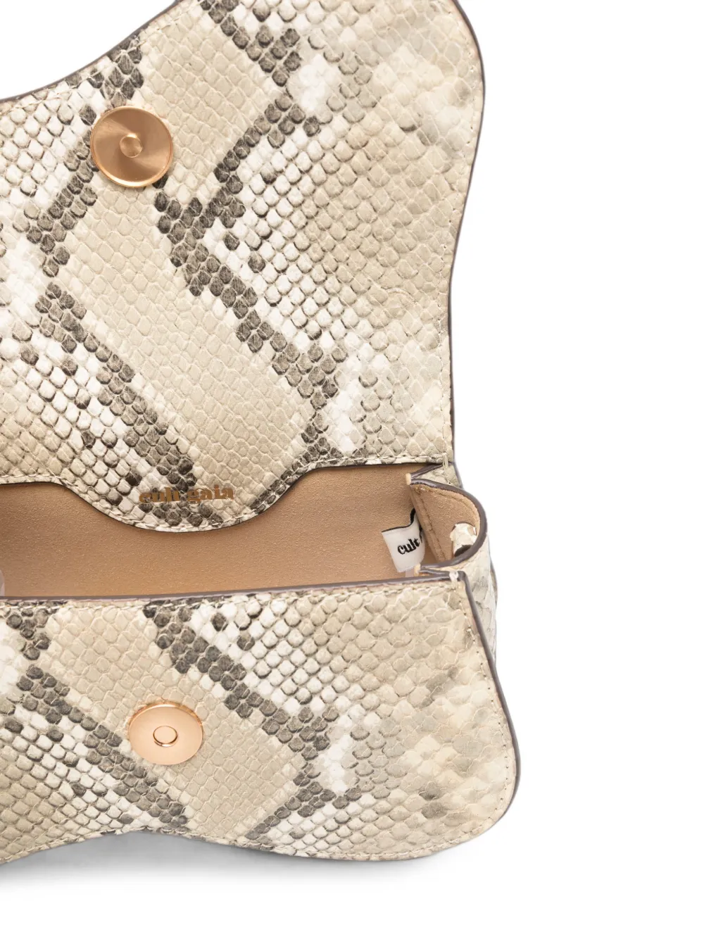Cult Gaia Kazia leren mini-shopper met reptieleneffect Beige