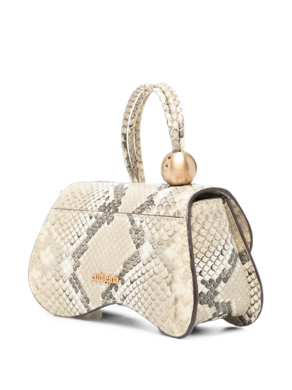 Cult Gaia Kazia leren mini-shopper met reptieleneffect Beige