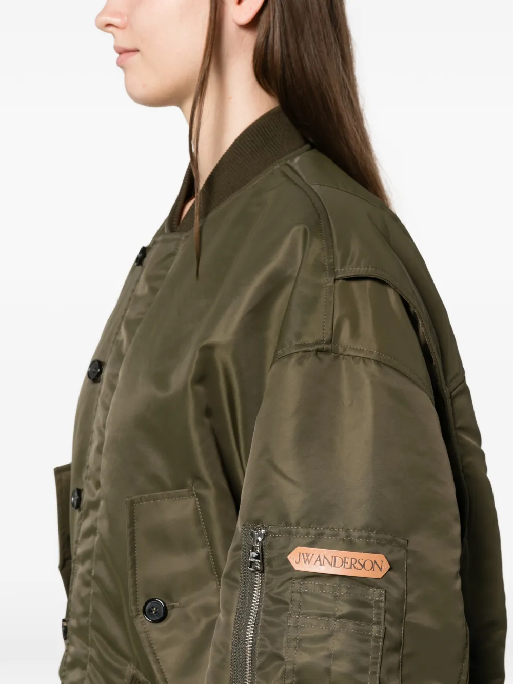 JW Anderson Bomberjack met knoopsluiting Groen