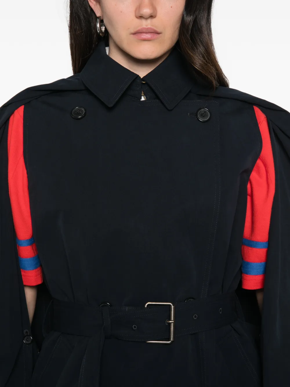 JW Anderson Trenchcoat met dubbele rij knopen en cape-laag Blauw
