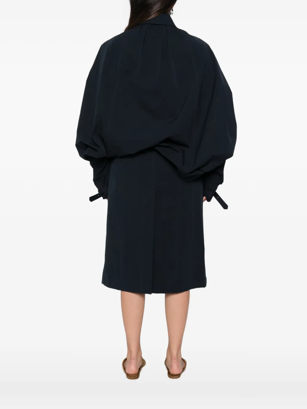 JW Anderson Trenchcoat met dubbele rij knopen en cape-laag Blauw