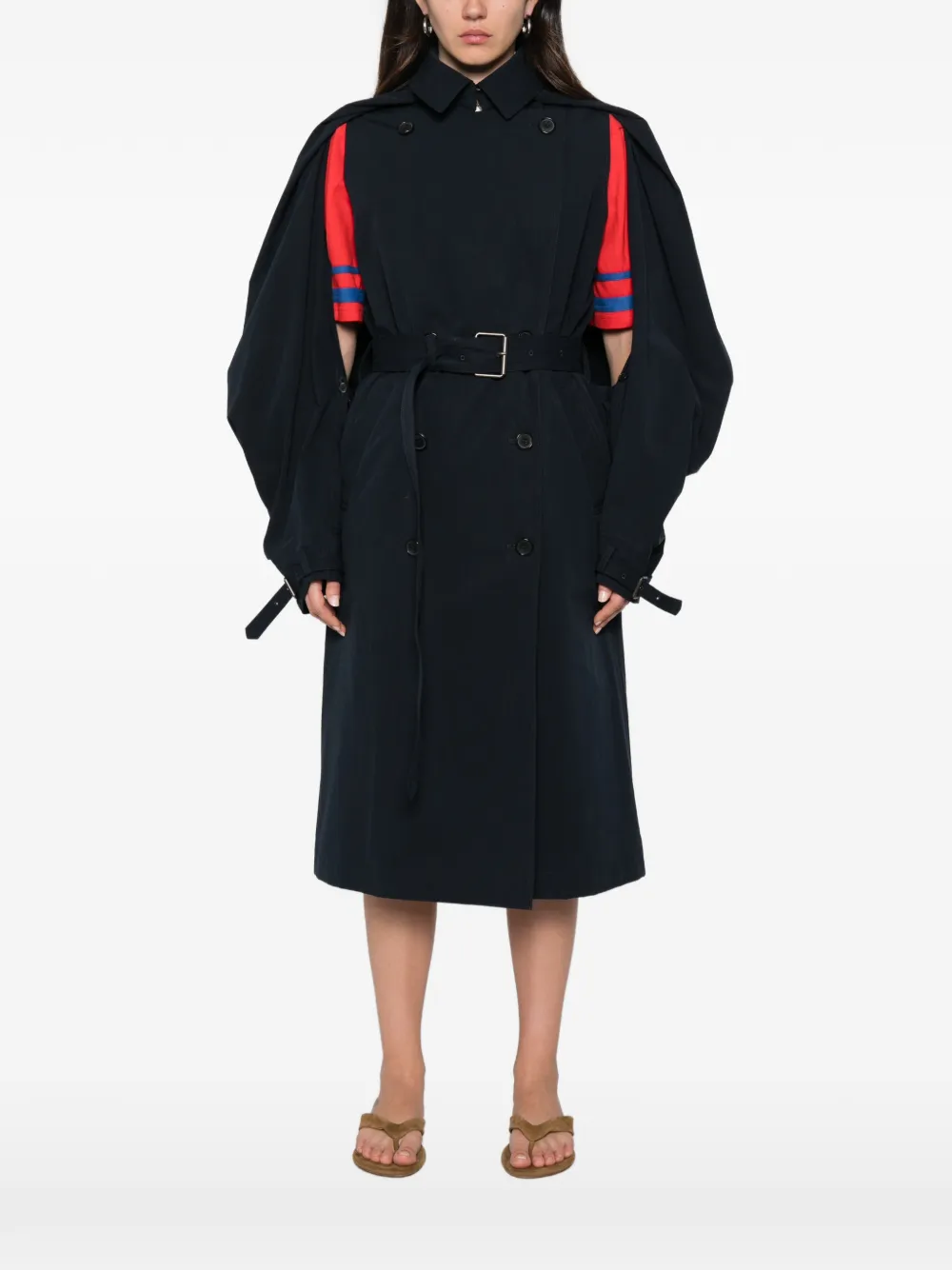 JW Anderson Trenchcoat met dubbele rij knopen en cape-laag Blauw
