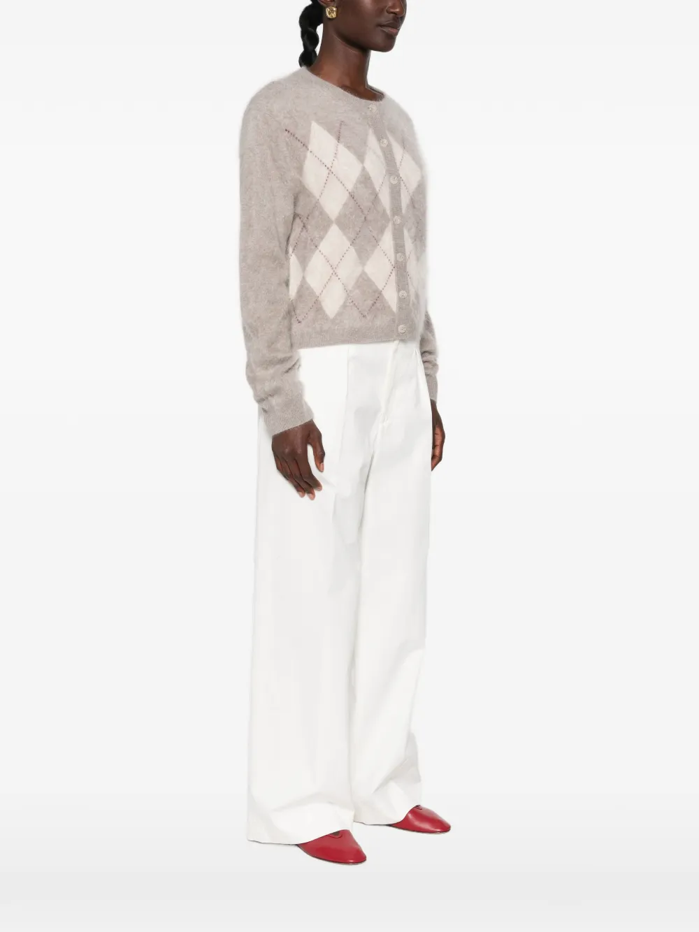 Soft Goat Argyle kasjmier vest Grijs
