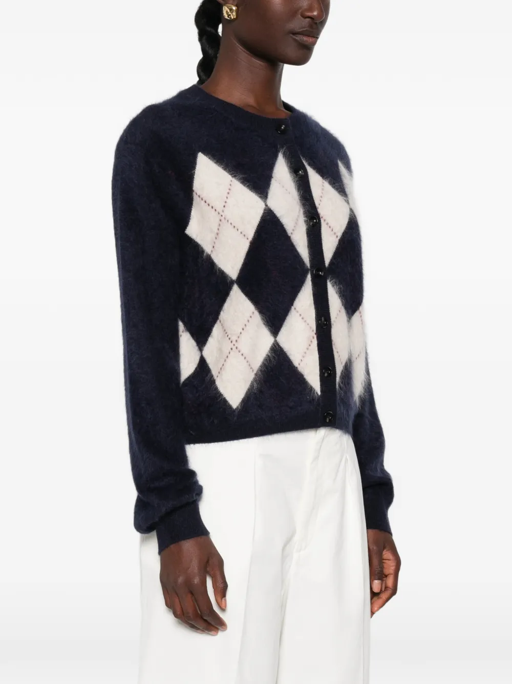 Soft Goat Argyle kasjmier vest Blauw