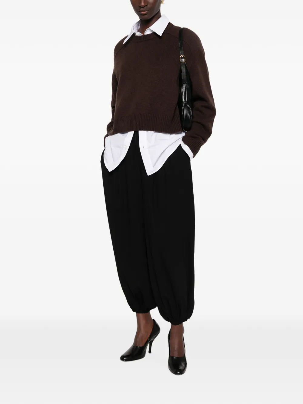 Soft Goat Cropped kasjmier trui Bruin