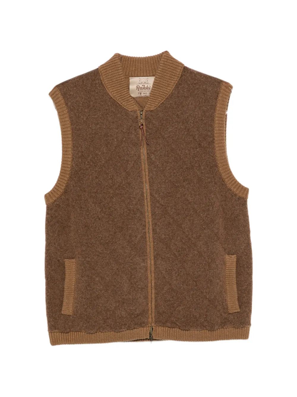 Rakkì Quilted Wool Gilet In Brown