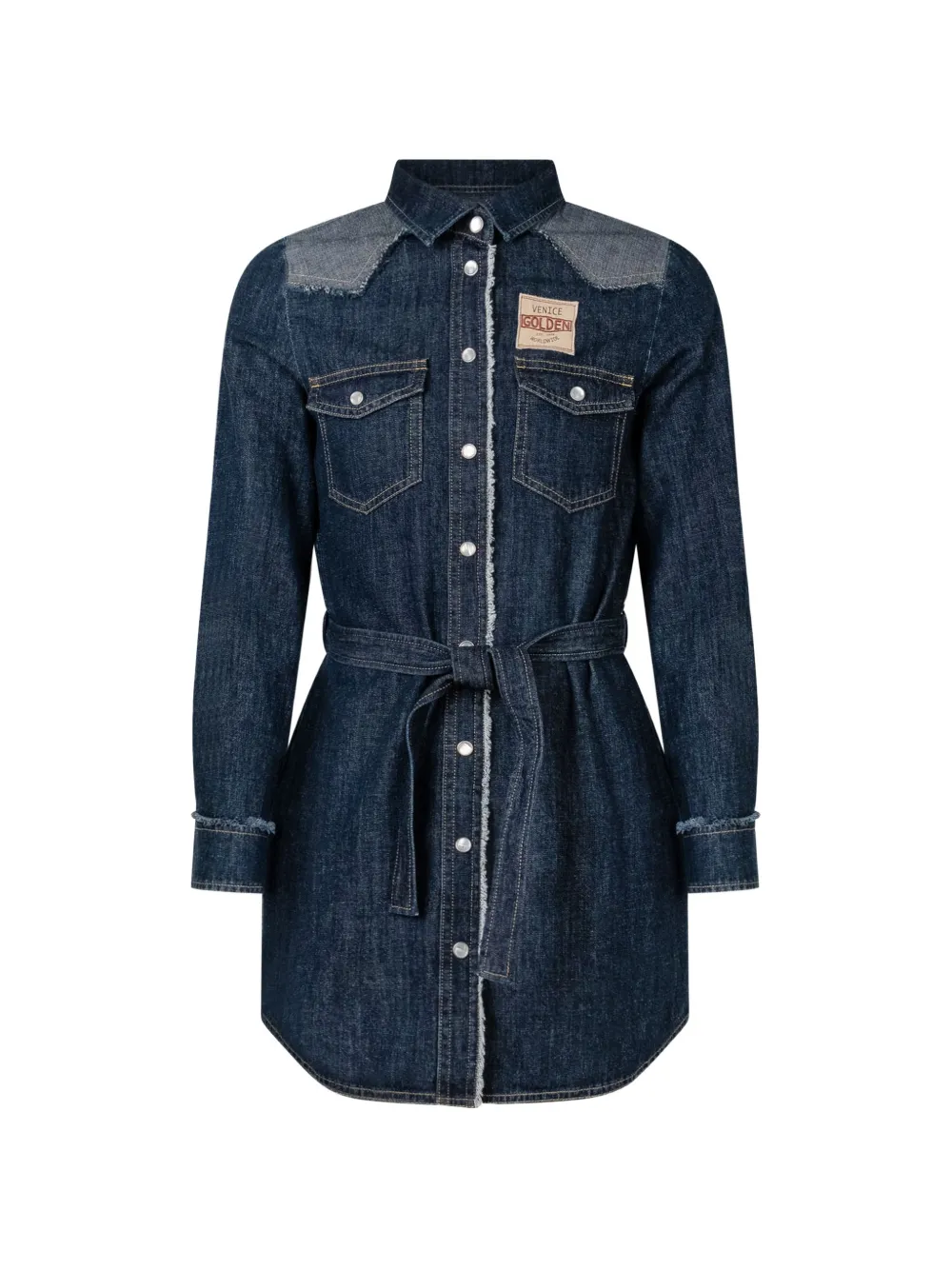 Golden Goose Kids Journey belted frayed-trim shirt - Blau
