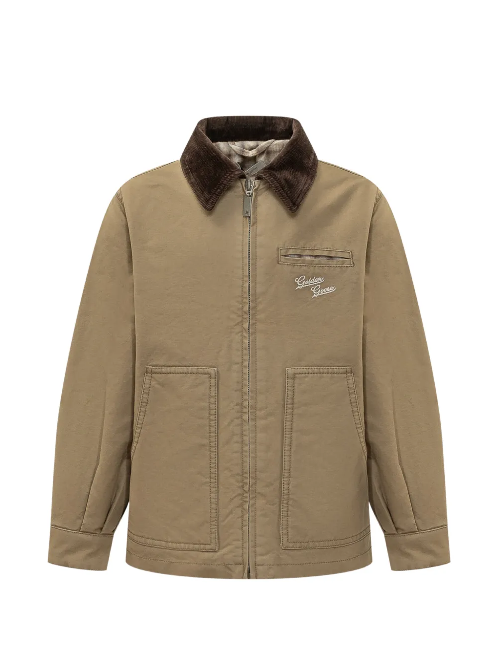 Golden Goose Kids logo-embroidered corduroy-collar jacket - Toni neutri