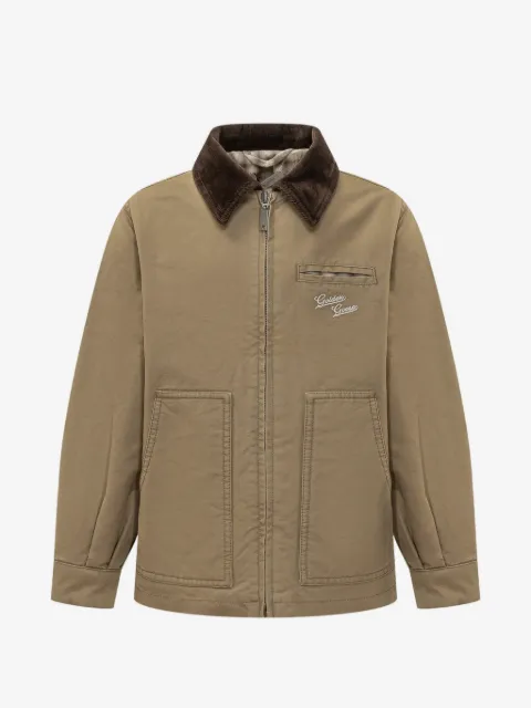 Golden Goose Kids logo-embroidered corduroy-collar jacket