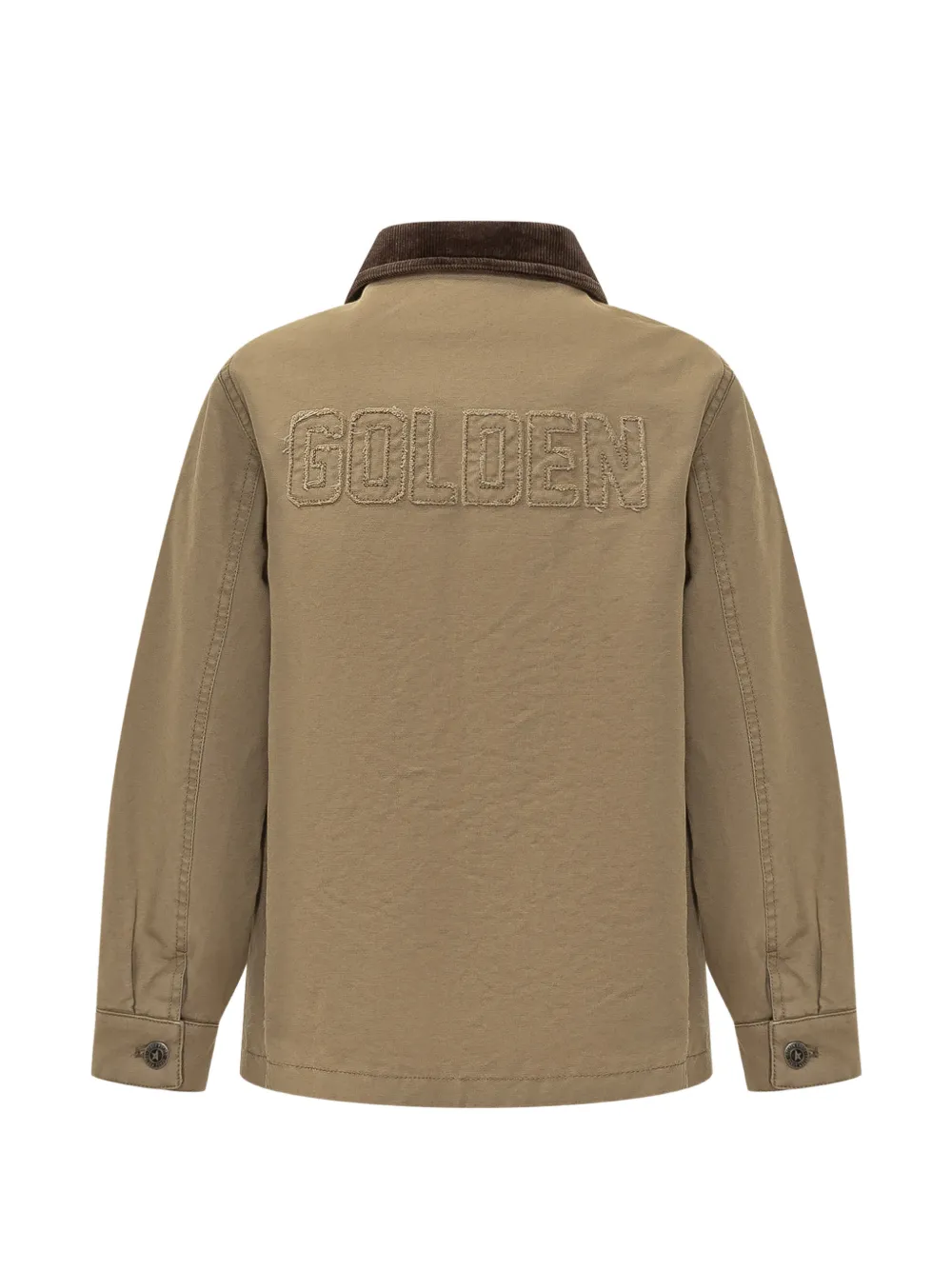 Golden Goose Kids Jack met ribfluwelen kraag en geborduurd logo Beige